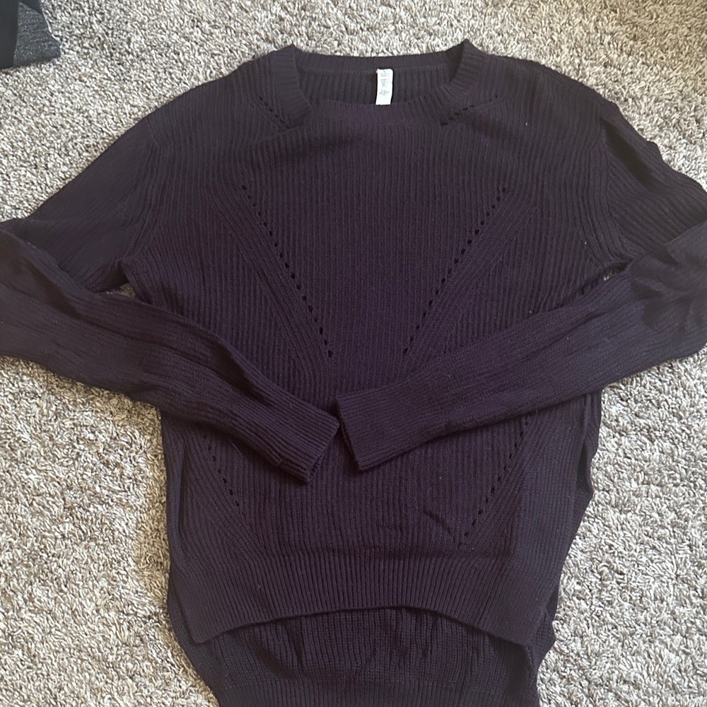 Dark Purple Knit Pullover Sweater